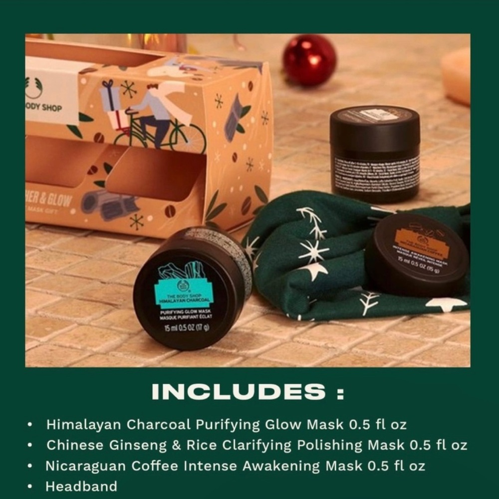The Body Shop Slather & Glow Face Mask and a Headband Trio Gift Set